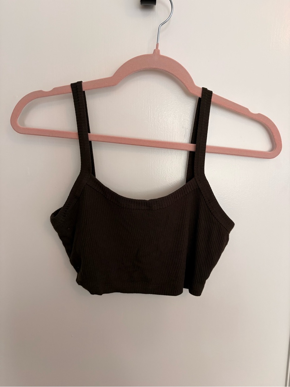 ALO Yoga Ribbed Crop Tank Top in Dark Brown